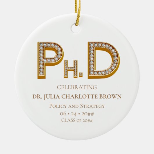 PhD graad Doctoraat Keepsake Gift Kerstmis Foto Keramisch Ornament (Voorkant)