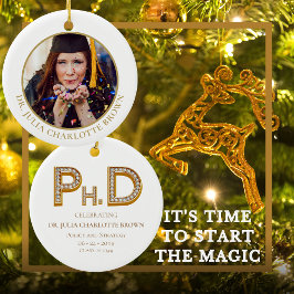 PhD graad Doctoraat Keepsake Gift Kerstmis Foto Keramisch Ornament