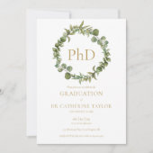PhD-graad Elegant Garland Fotogradatie Partij Kaart (Voorkant)