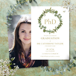 PhD-graad Elegant Garland Fotogradatie Partij Kaart