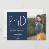 PhD graad Foto Aankondiging Blauw Wit (Voorkant)