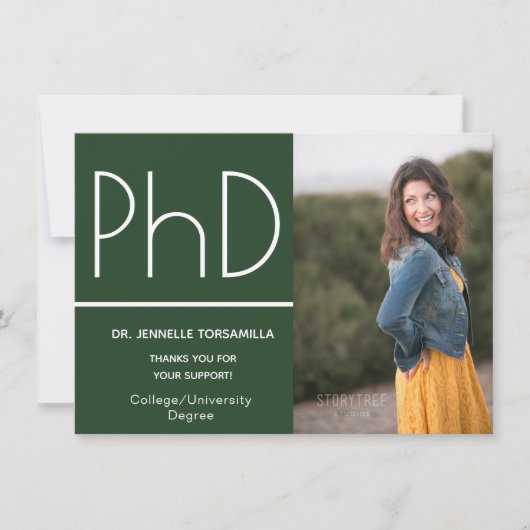 PhD graad Foto Aankondiging Groen Wit (Voorkant)