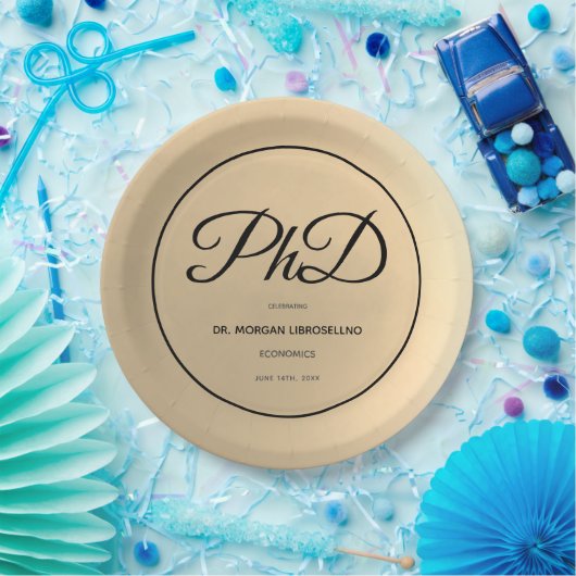 PhD graad Gold Black Graduation Party Papieren Bordje (Feest)