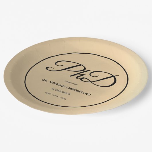 PhD graad Gold Black Graduation Party Papieren Bordje (Gekanteld)