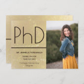 PhD graad Gold Brown Afstuderen Aankondiging (Voorkant / Achterkant)