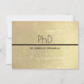 PhD graad Gold Brown Graduation Party Invitation Kaart (Achterkant)