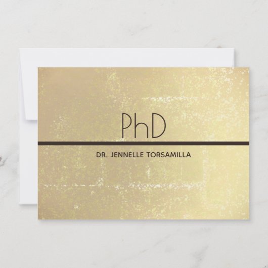 PhD graad Gold Brown Graduation Party Invitation Kaart (Achterkant)