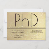 PhD graad Gold Brown Graduation Party Invitation Kaart (Voorkant)