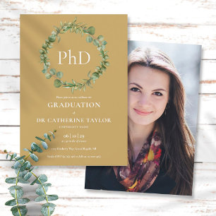 PhD-graad Gold Garland Foto Graduation Party Kaart
