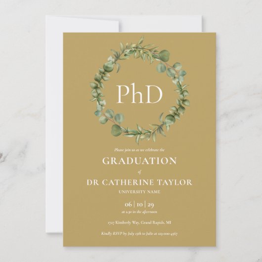 PhD graad Gold Garland Graduation Party Kaart (Voorkant)