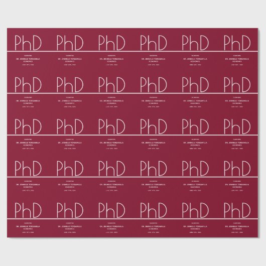 PhD-graad Graduation Party Burgundy Cadeaupapier (Vlak)
