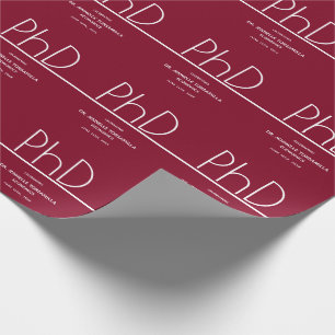 PhD-graad Graduation Party Burgundy Cadeaupapier