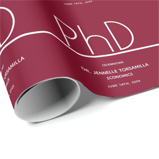 PhD-graad Graduation Party Burgundy Cadeaupapier (Rol Hoek)
