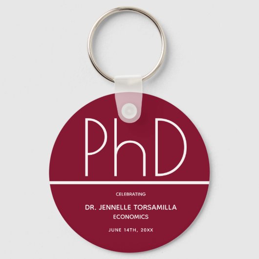 PhD-graad Graduation Party Burgundy Favor Sleutelhanger (Voorkant)