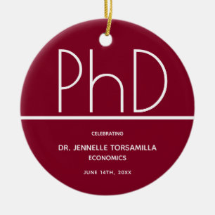 PhD-graad Graduation Party Burgundy Keepomwille Keramisch Ornament