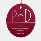PhD-graad Graduation Party Burgundy Keepomwille Keramisch Ornament (Links)