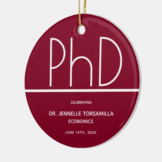 PhD-graad Graduation Party Burgundy Keepomwille Keramisch Ornament (Links)