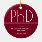 PhD-graad Graduation Party Burgundy Keepomwille Keramisch Ornament (Achterkant)