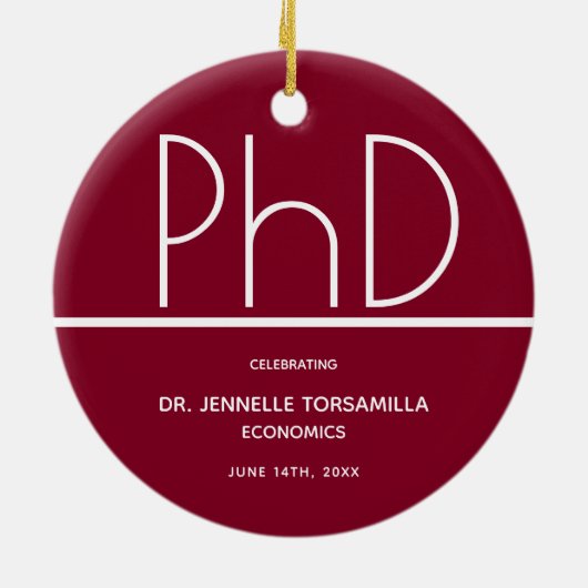 PhD-graad Graduation Party Burgundy Keepomwille Keramisch Ornament (Achterkant)