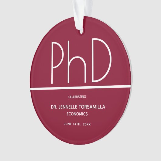 PhD-graad Graduation Party Burgundy Keepomwille Ornament (voorkant)
