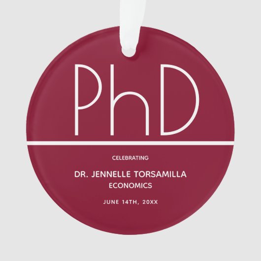 PhD-graad Graduation Party Burgundy Keepomwille Ornament (voorkant)