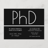 PhD-graad Graduation Party Invitation Black Briefkaart (Voorkant)