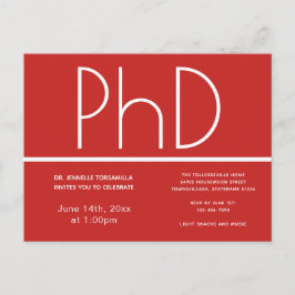 PhD graad Graduation Party Invitation Briefkaart