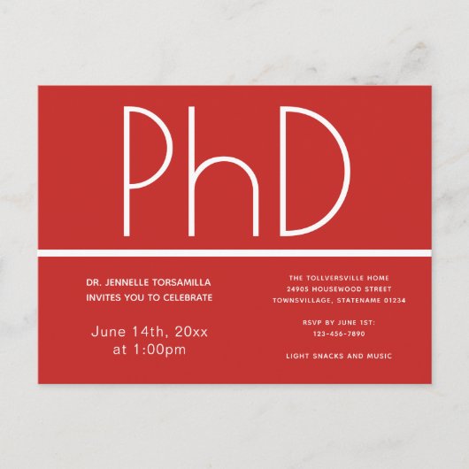 PhD graad Graduation Party Invitation Briefkaart (Voorkant)