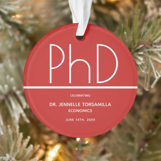 PhD-graad Graduation Party Red Keepomwille Ornament (Boom)