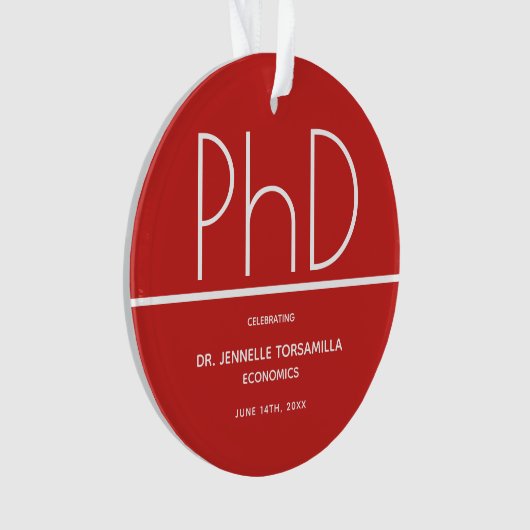 PhD-graad Graduation Party Red Keepomwille Ornament (voorkant)