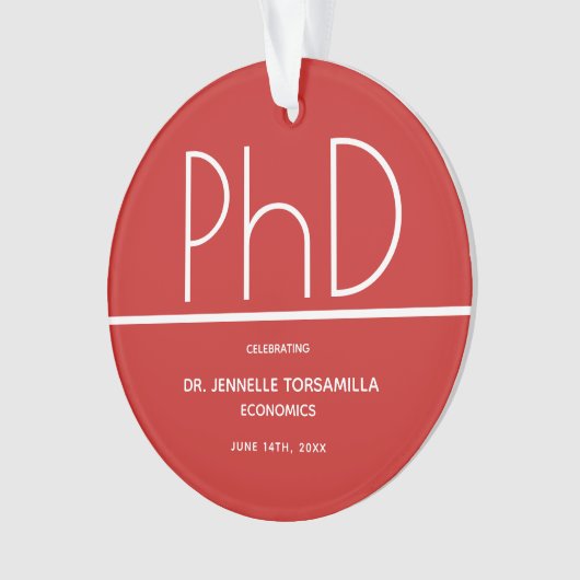 PhD-graad Graduation Party Red Keepomwille Ornament (voorkant)