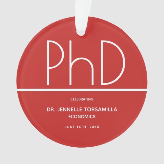 PhD-graad Graduation Party Red Keepomwille Ornament (voorkant)