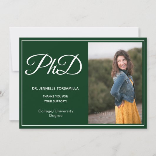 PhD-graad Green Photo Script Aankondiging (Voorkant)