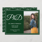 PhD-graad Green Photo Script Aankondiging (Voorkant / Achterkant)