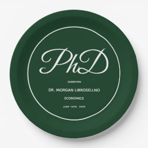 PhD-graad Groene Graduation Party Papieren Bordje