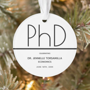 PhD-graad in graden in White Black Keepomwille Ornament