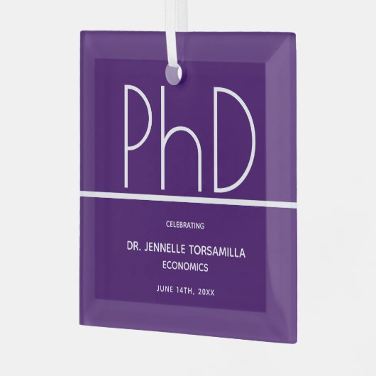 PhD graad Paars Afstuderen Keepomwille Glas Ornament (Voorkant links)
