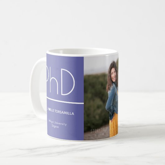 PhD graad Paars Wit Afstuderen Foto Keepomwille Koffiemok (Voorkant links)