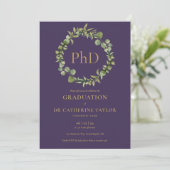 PhD-graad Paarse Sluiers Afstudeerfeest Kaart (Staand voorkant)