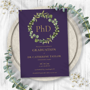 PhD-graad Paarse Sluiers Afstudeerfeest Kaart