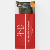 PhD graad Rood Wit Afstuderen Fotoherfst Spandoek (Verticaal)