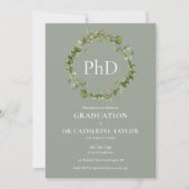 PhD graad Sage Green Guirlande Afstudeerfeest Kaart (Voorkant)