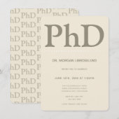 PhD graad Tan Khaki Afstudeerfeest Kaart (Voorkant / Achterkant)