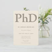PhD graad Tan Khaki Afstudeerfeest Kaart (Staand voorkant)