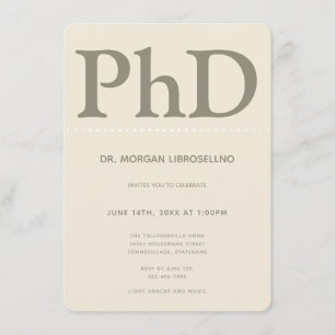 PhD graad Tan Khaki Afstudeerfeest Kaart
