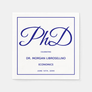 PhD-graad White Blue Graduation Party Napkins Servet