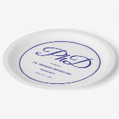 PhD graad White Blue Graduation Party Papieren Bordje (Gekanteld)