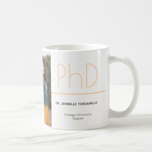 PhD-graad White Cream Grey Afstuderen Foto Koffiemok (Rechts)