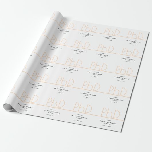 PhD-graad White Cream Grey Graduation Party Cadeaupapier (Uitgerold)
