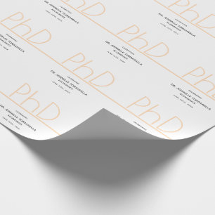 PhD-graad White Cream Grey Graduation Party Cadeaupapier